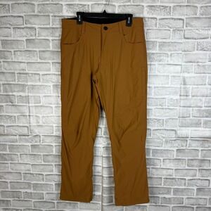 Orvis Mens Fleece Lined Pants 34 x 32 Brown Nylon Spandex Outdoor Hiking Winter